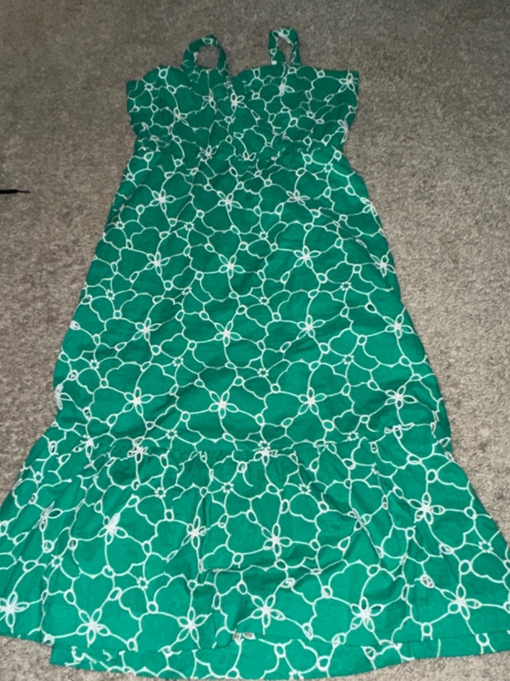 Draper James Green Floral-Chain Midi Sundress